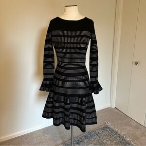 Black Patterned Sweater Dress Dress with sleeve details